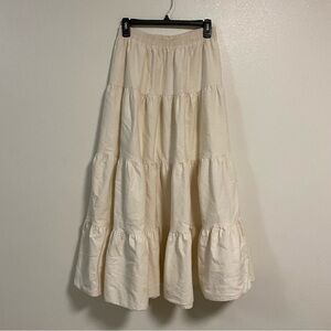 Tattoo Skirt Womens Large Cream Ruffle Tiered Maxi Skirt